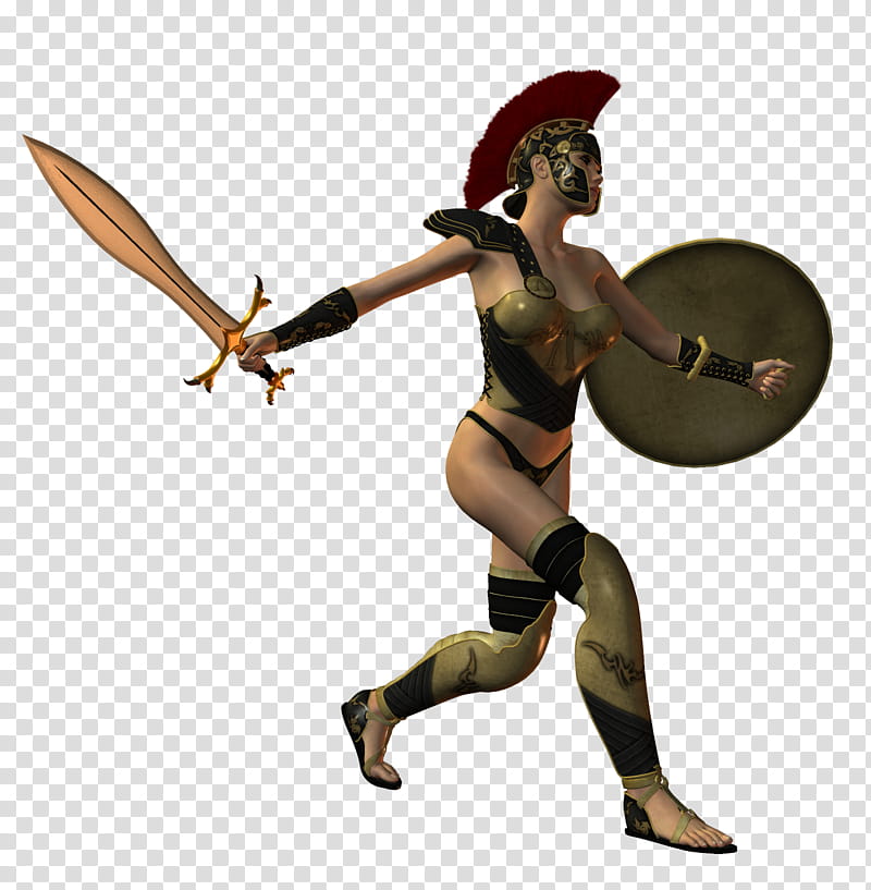 Spartana Female Warrior , woman holding sword and shield transparent background PNG clipart