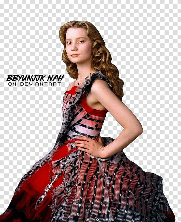 Mia Wasikowska looking at her left with left arm akimbo transparent background PNG clipart