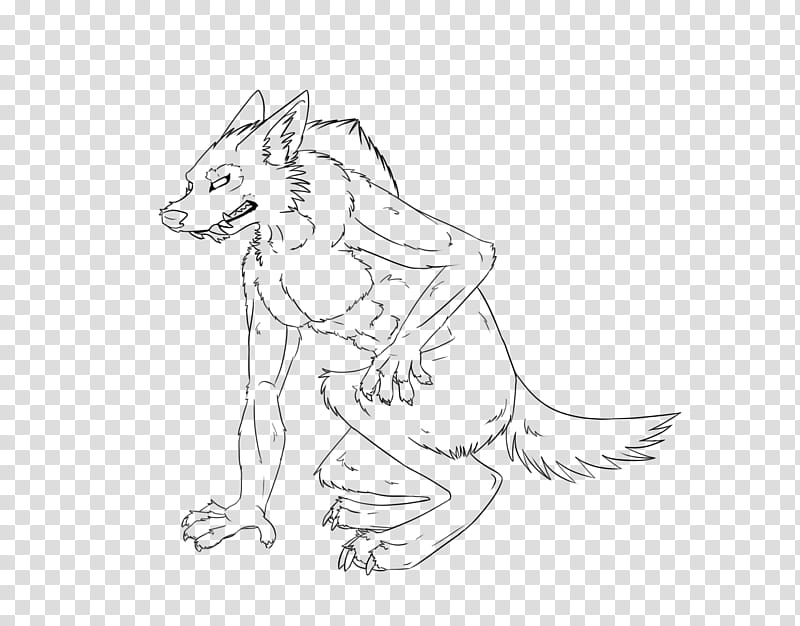 Free Male Werewolf Line Art, animal character illustration transparent background PNG clipart