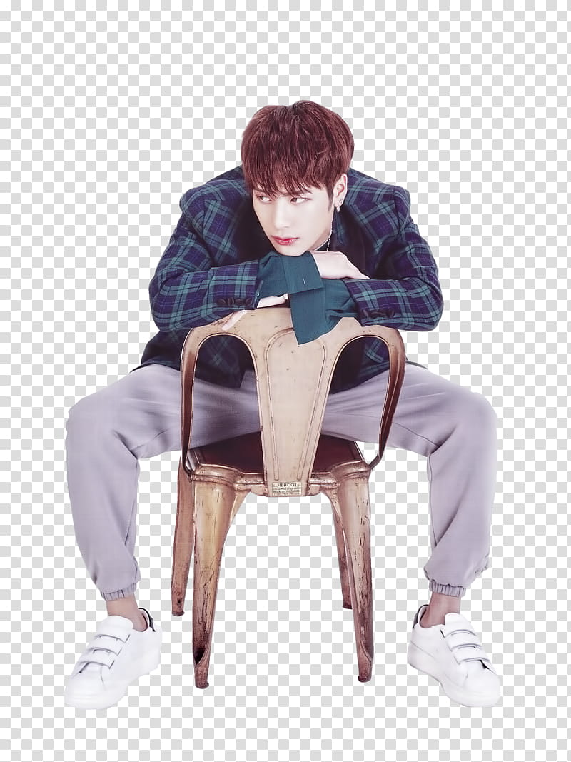 Jackson GOT, man sitting on chair transparent background PNG clipart