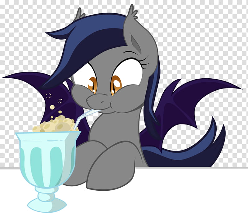 Echo the Bat Pony , grey and purple pony character sipping drinks transparent background PNG clipart