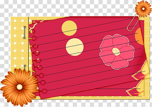 Notas, red lined paper with flowers illustration transparent background PNG clipart