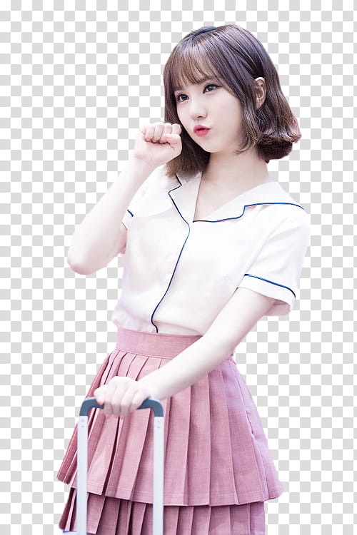 Eunha Gfriend, woman wearing white and pink dress transparent background PNG clipart