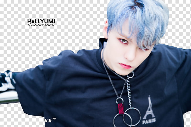 Vernon, SVT Vernon wearing black tee shirt while starring transparent background PNG clipart