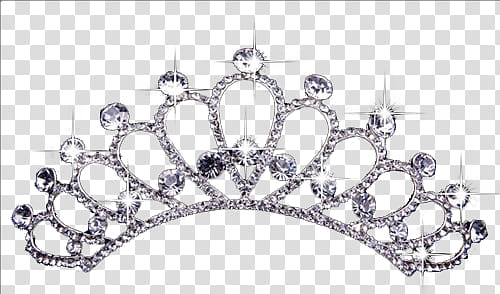Princess, silver-colored tiara with clear gemstones transparent background PNG clipart