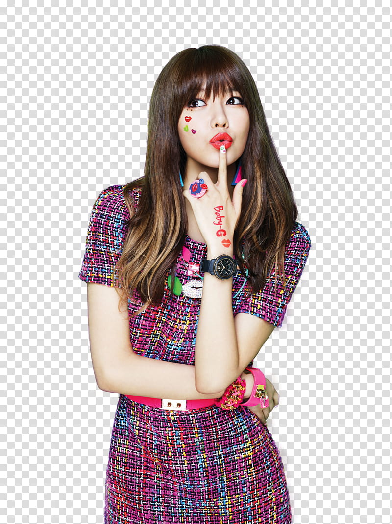 Sooyoung SNSD Casio render, woman in pink knitted scoop-neck dress transparent background PNG clipart