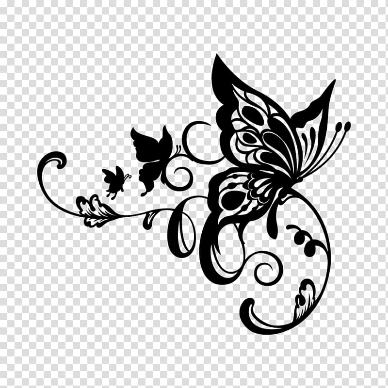 black-and-white stencil leaf visual arts ornament, Blackandwhite, Plant, Temporary Tattoo, Flower transparent background PNG clipart