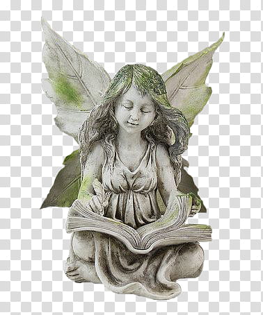 Fairy Statues, female fairy reading book sketch transparent background PNG clipart