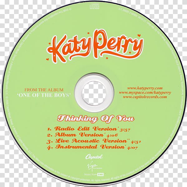 Katy Perry Albums UPDATED   , Katy Perry Thinking Of You album disc transparent background PNG clipart