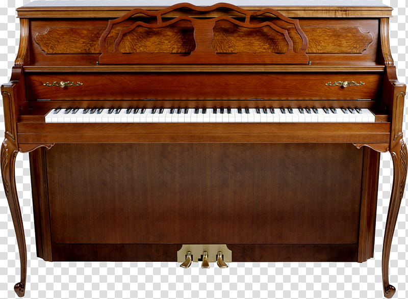 Music, brown wooden upright piano transparent background PNG clipart