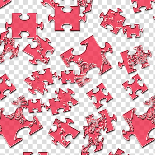 Scattered blank puzzles with white background, 3d rendering. Stock