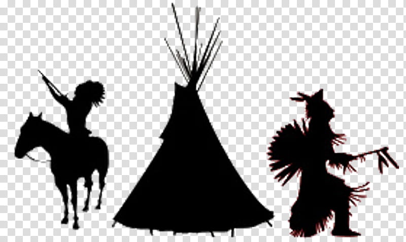 Tree Silhouette, Americas, Tipi, Day, Precolumbian Era, Ceremonial Pipe, Horse, Black And White transparent background PNG clipart