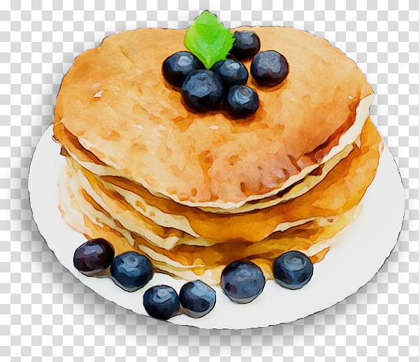 dish food pancake cuisine breakfast, Watercolor, Paint, Wet Ink, Ingredient, Pannekoek, Blueberry, Meal transparent background PNG clipart