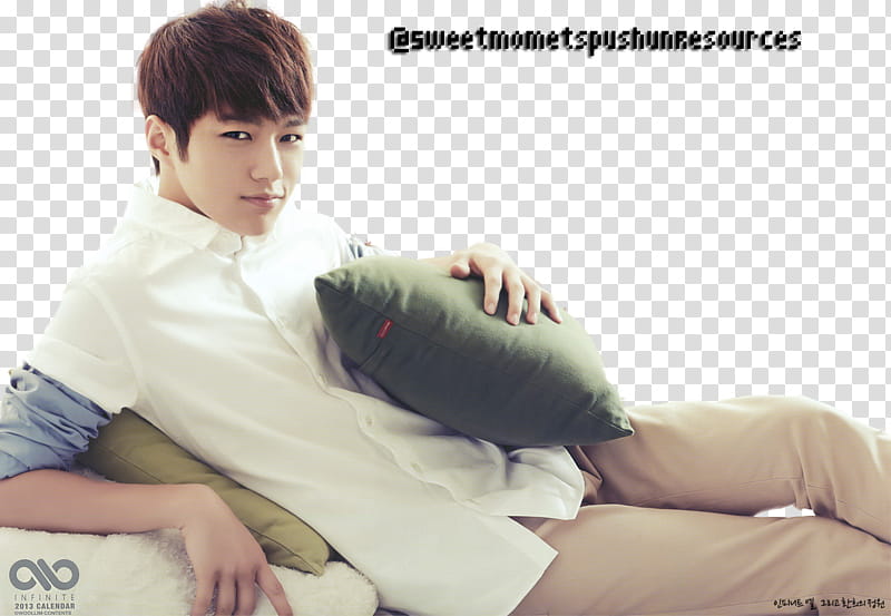 L Myung Soo Render, man in white button-up shirt holding black throw pillow transparent background PNG clipart