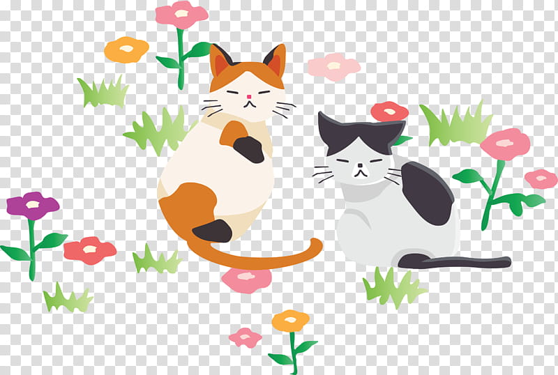 cartoon cat whiskers tail small to medium-sized cats, Meadow, Lawn, Cartoon, Small To Mediumsized Cats transparent background PNG clipart