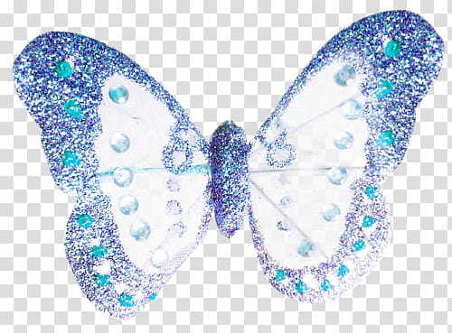 white and blue glitter butterfly transparent background PNG clipart