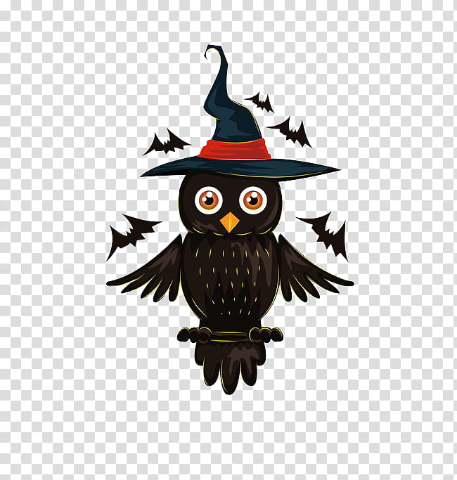 HALLOWEEN HANNAK, black owl illustration transparent background PNG clipart