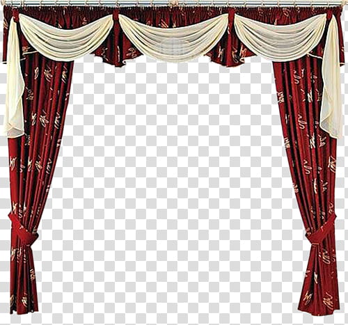 red and white floral curtain transparent background PNG clipart