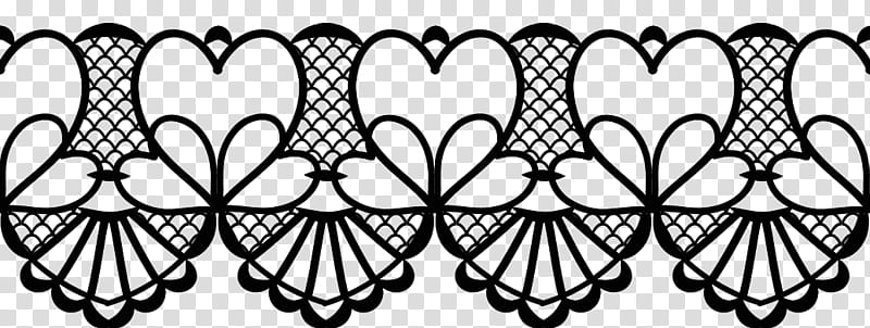 Valentine day lace, black heart line illustration transparent background PNG clipart
