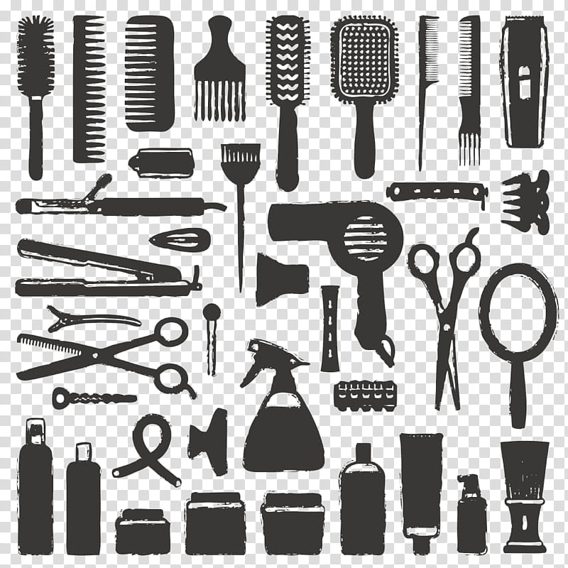 Brush, Drawing, Hairdresser, Hairstyle, Microphone, Set Tool, Technology, Metalworking Hand Tool transparent background PNG clipart
