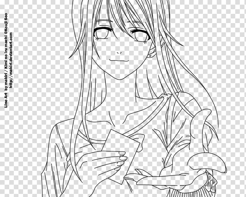 Eba Yuzuki Line Art, woman holding printer paper sketch transparent background PNG clipart