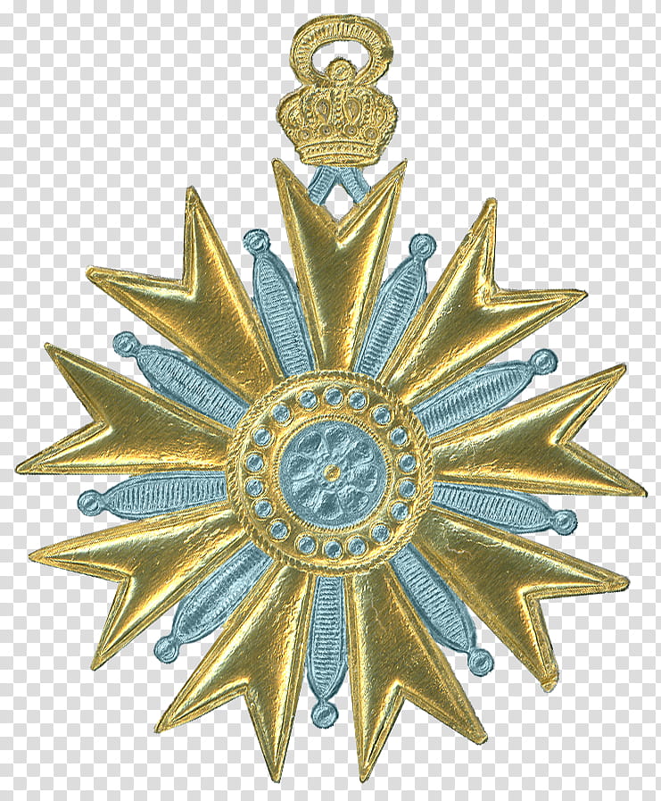 Dresden Paper Medallion Ornament  Aqua and Gold transparent background PNG clipart