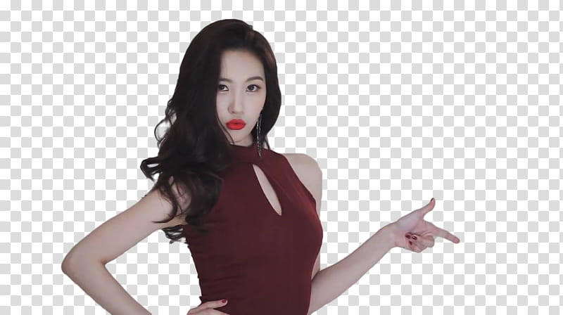 Sunmi, woman wearing maroon sleeveless keyhole top transparent background PNG clipart