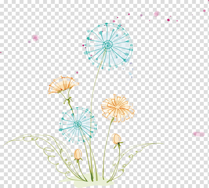 Floral Flower, Drawing, Common Dandelion, Cartoon, Floral Design, Pencil, Plant, Line transparent background PNG clipart