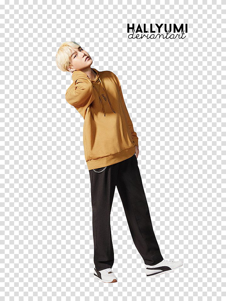 BTS PUMA, man in brown shirt and black pants standing transparent background PNG clipart