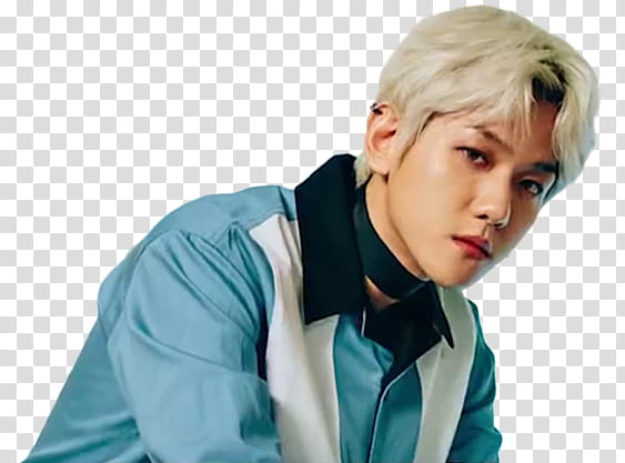 EXO CBX Blooming Day MV, man wearing black and teal collared shirt transparent background PNG clipart