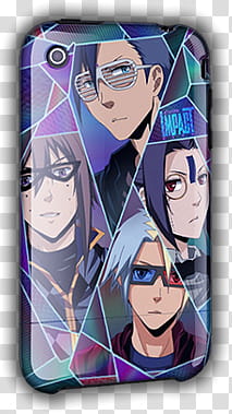 IMPACT City iPhone case, four boy anime characters illustration transparent background PNG clipart