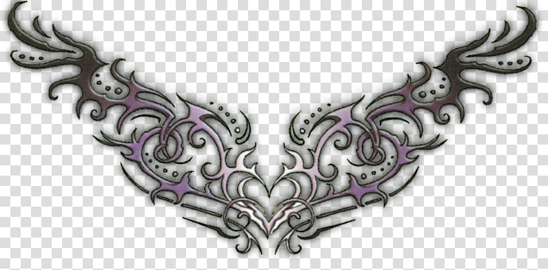 Pretty tattoo , gray tribal wings transparent background PNG clipart