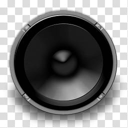 Speaker iTunes, speaker x, round black and gray speaker icon transparent background PNG clipart