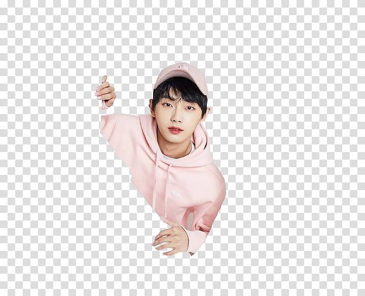 JBJ , man wearing pink cap and pullover transparent background PNG clipart