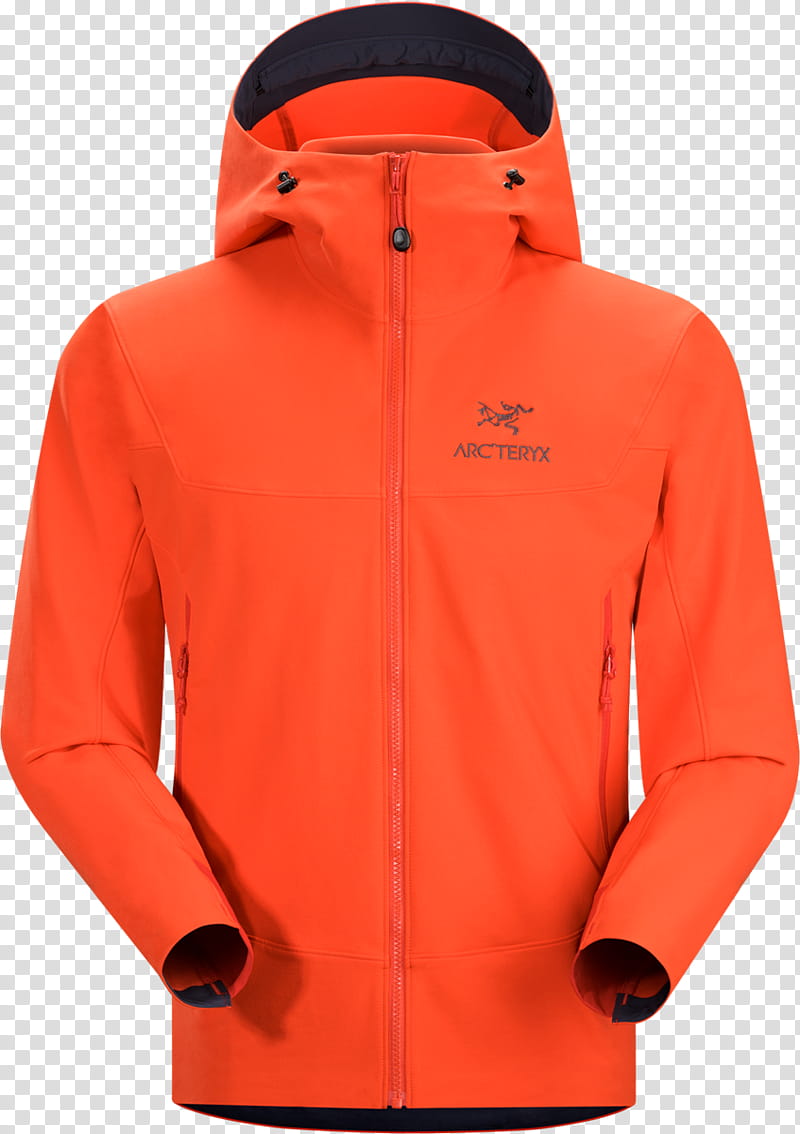 Orange, SweatShirt, Arcteryx, Softshell, Clothing, Jacket, Outdoor Recreation, Coat transparent background PNG clipart