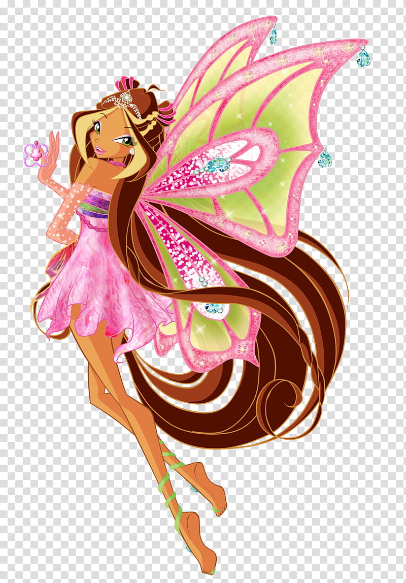 Flora Fata Enchantix, Winx character illustration transparent background PNG clipart