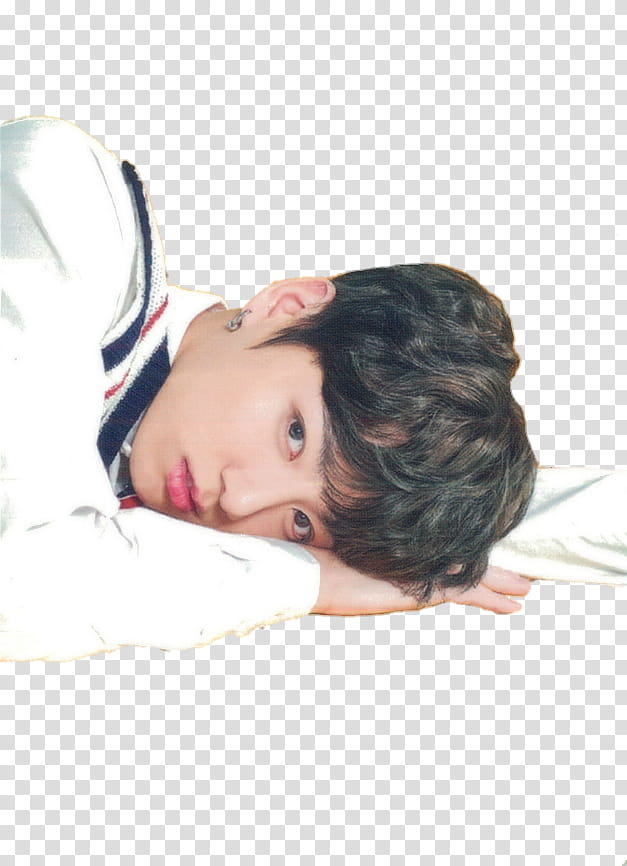 Jeon Jungkook, lying man wearing white and blue dress shirt transparent background PNG clipart
