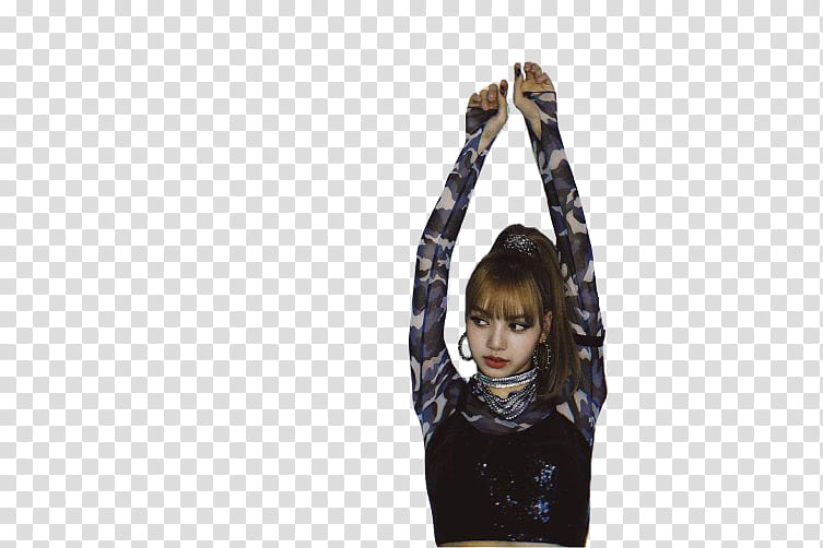 Lisa BLACKPINK, woman raising both arms transparent background PNG clipart