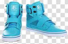 Shoes set, pair of teal-and-white high-top sneakers transparent background PNG clipart