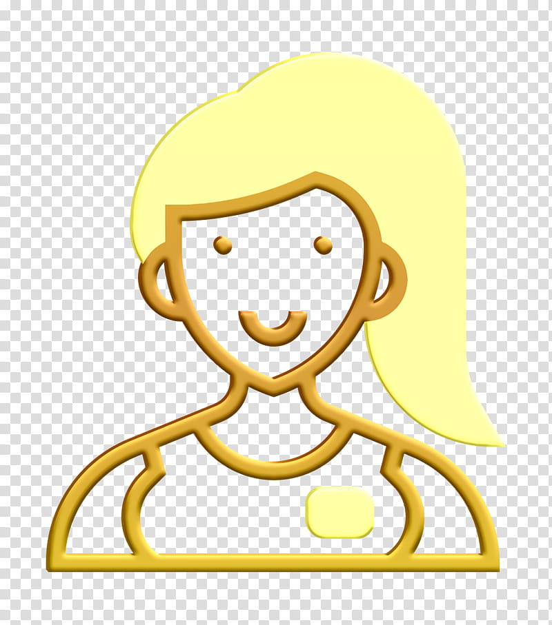 Careers Women icon Woman icon Assistant icon, Yellow, Cartoon, Symbol, Animation, Sticker transparent background PNG clipart