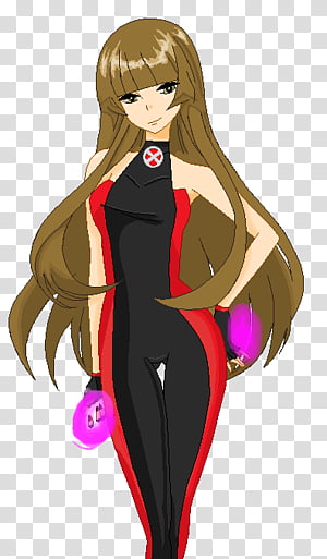 X homens Oc Cheri, mulher de cabelos castanhos em personagem de anime  macacão preto e vermelho png