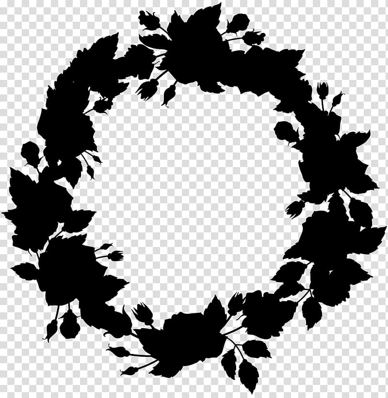Christmas Black And White, Black White M, Leaf, Wreath, Plant, Christmas Decoration, Holly transparent background PNG clipart