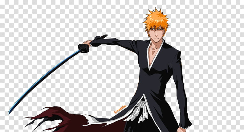 Kurosaki Ichigo Render, orange haired male anime character transparent ...