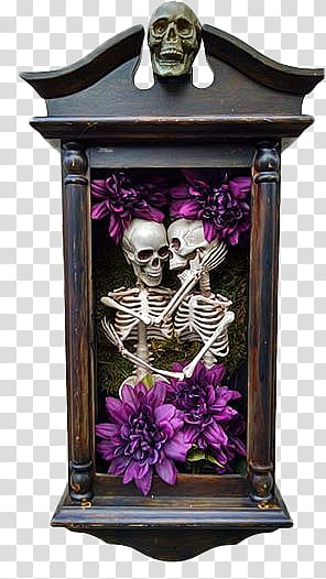 Dark Temper, couple skull framed transparent background PNG clipart