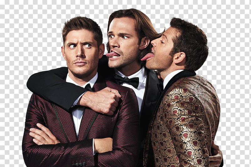 Spooky Supernatural Cast , two person showing their tongues transparent background PNG clipart