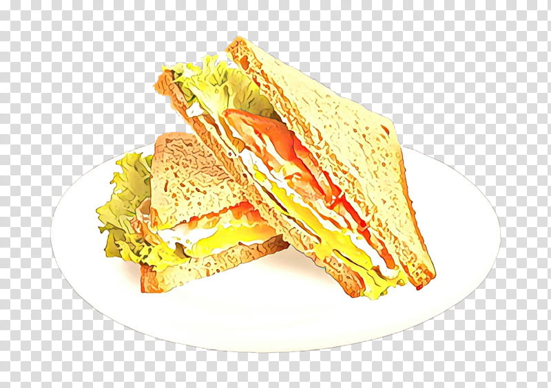food dish cuisine ham and cheese sandwich ingredient, Cartoon, Junk Food, Egg Sandwich, Breakfast Sandwich, Fast Food transparent background PNG clipart