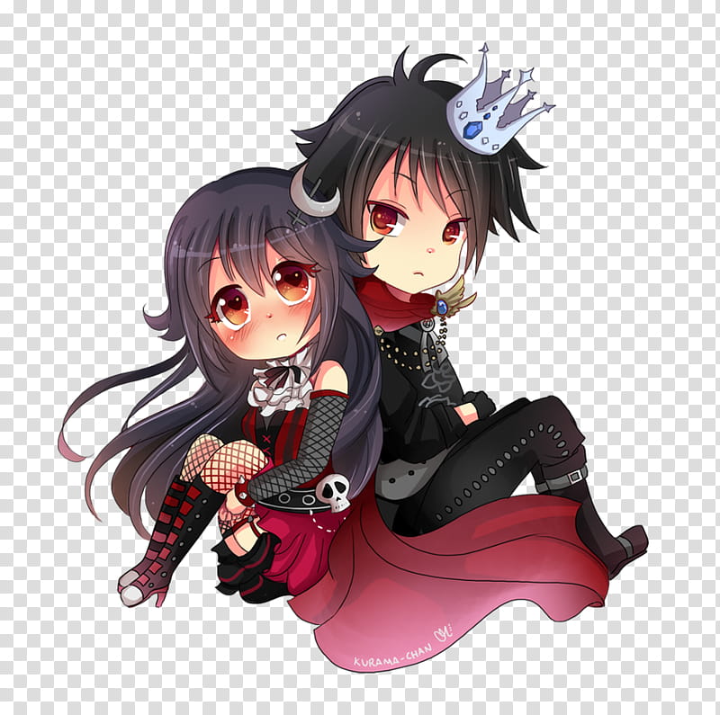 -, Chibi couple commission for XxNemi-ChanxX,-, boy sitting beside girl anime poster transparent background PNG clipart