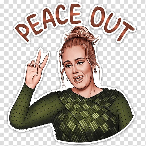 Telegram Logo, Adele, Sticker, Text, Peace, Cartoon, Gesture, Finger transparent background PNG clipart