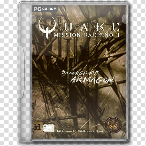 Game Icons , Quake-Scourge-of-Armagon, QUake PC CD-ROM case transparent background PNG clipart