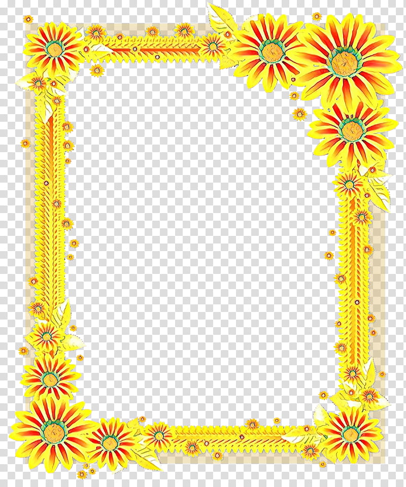 Background Flowers Frame, Cartoon, Floral Design, Cut Flowers, Chrysanthemum, Frames, Yellow, Line transparent background PNG clipart
